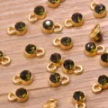 Goldener Kristall Strass Becher Anhänger Charms für DIY Schmuckherstellung Armbänder Ohrringe - 2-Gold (Grüner Strass)