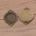Vintage bronze DIY alloy jewelry findings round bezel tray connector for 18mm cabochons - Antique Bronze