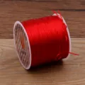 Cordón de cristal elástico rojo para pulseras de cuentas DIY, hilo elástico resistente al desgaste. - Rojo