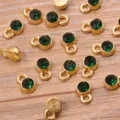 Gold Kristall Legierung Tasse Anhänger DIY Charm Armband Halskette Schmuck Zubehör 6x9mm - 4-Gold (Grüner Strass)