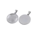 Ciondolo rotondo in acciaio inossidabile grezzo fai da te accessorio per gioielli argento - 20mm / Colore acciaio