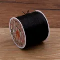 Cordón elástico negro para joyería DIY pulsera cuentas hilo extensible resistente bobina - Negro