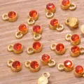 Goldfarbene Legierung rote Kristall Anhänger für DIY Schmuckherstellung Halskette Ohrring. - 5-Gold (Orangefarbener Strass)