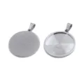 Vassoio per ciondolo rotondo in acciaio inossidabile accessori gioielli DIY kit - 25mm / Colore acciaio