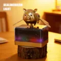 Goldenes fliegendes Schwein Spieluhr Nachtlicht, kreatives leuchtendes Deko-Geschenk. - Gold