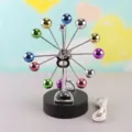 Kreatives Riesenrad Perpetuum Mobile Schreibtisch-Deko mit bunten Kugeln und USB-Kabel. - H010 Metallrahmen (USB- & Batterie-Dual-Power)