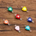 Stainless steel heart evil eye connectors, 7x13mm colorful enamel charms for bracelets. - Mixed Heart Evil Eye Style (25B1-1) / 1 Piece