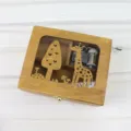 Wooden hand-cranked music box with giraffe and tree cutout design, vintage gift for home decor. - Giraffe / 12 x 9.5 x 3.5 cm