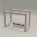 Newtonkugel Kugelspieltisch, weiße Kunststoffrahmen und silberne Chrom-Stahlkugeln Variante. - Weiß