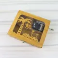 Wooden hand-cranked music box with cute monkey and palm tree design, vintage mechanical gift. - Monkey / 12 x 9.5 x 3.5 cm