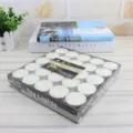 White unscented tea light candles in clear box, ideal for wedding party, tea warming and home decor. - 14g (50 Pieces/Pack)