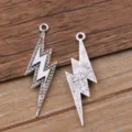 Vista detallada colgante rayo plateado, accesorio para hacer joyas de aleación de zinc DIY. - Plata antigua