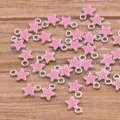 Μίνι μεταλλικά μενταγιόν αστέρι σμάλτο charms για αξεσουάρ κοσμημάτων DIY χειροτεχνίας. - Ροζ