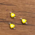 Stainless steel yellow heart evil eye connectors charm for bracelet jewelry making DIY crafts 7x13mm - Yellow Heart Evil Eye Style (25B1-1) / 1 Piece