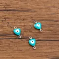 Stainless steel blue evil eye heart connector charm detail shot for DIY jewelry making accessories. - Blue Heart Evil Eye Style (25B1-1) / 1 Piece