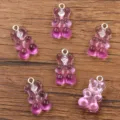 Pendentif ours en résine dégradé accessoires acrylique DIY pour bijoux collier sac téléphone. - 1 Pièce / Violet