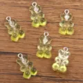 Pendentif ours en résine dégradé 12x21mm pour bijoux DIY sac accessoire de téléphone - 1 Pièce / Jaune
