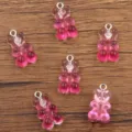 Verlauf rosa Gummibaerchen Harz Anhaenger DIY Acryl Schluesselanhaenger Schmuckzubehoer 12x21mm - 1 Stück / Fuchsia