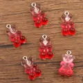 Farbverlauf Harz Gummibaer Anhaenger mit Metallring fuer DIY Schmuckherstellung Handys. - 1 Stück / Rot