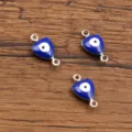 Stainless steel heart evil eye charms connectors for DIY jewelry making handmade bracelets. - Dark Blue Heart Evil Eye Style (25B1-1) / 1 Piece