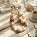 Handmade cute cartoon bead phone charm detail view with colorful dopamine style accessories. - Woolen Kitten Pendant