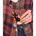Handcrafted beaded phone strap and bag charm with colorful floral elements for daily use. - Dark Coffee Floral Charm