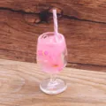 Miniatur Harz Frucht Cocktail Tasse Anhänger Detail für niedliche DIY Schlüsselanhänger. - Hellrosa