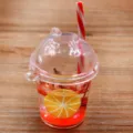 DIY resin fruit bear cup pendant miniature accessory for keychain and bag decoration details. - Orange