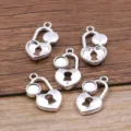 DIY silver alloy heart lock charms jewelry pendants set for handmade craft making items - Heart Lock Pendant