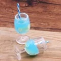 Mini Harz Cocktailglas Anhänger DIY Schlüsselanhänger Charme Zubehör süßes Basteln - Blau