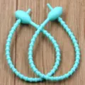 reusable silicone zip ties cable ties multi-purpose flexible wire organizer light blue 2pcs - Light Blue