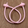 Pink silicone cable tie reusable soft rubber strap oval head cord organizer zip tie 13 color - Pink