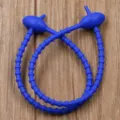 Reusable silicone cable tie blue oval head twist tie flexible cord organizer flexible band - Dark Blue