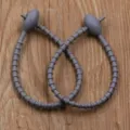 Reusable silicone cable ties with oval head, grey flexible cord organizer straps for home and office. - Gray