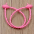 Pink reusable silicone cable tie, flexible twist tie and rubber binding strap for daily wire fixing. - Rose Red