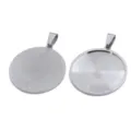 Pendente con castone rotondo in acciaio inossidabile accessori per gioielli fai da te - 30mm / Colore acciaio