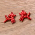 Red Balloon Dog Alloy Pendant DIY Jewelry Animal Charm Craft Accessory Size 20x22mm - Red