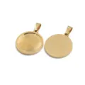 Oro acciaio inossidabile rotondo vassoio ciondolo vuoto diy gioielli creazione 2pz - 20mm / Oro