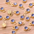 Goldfarbene Legierung blaue Strass Anhänger für DIY Halskette Armband Ohrring Schmuck - 7-Gold (Blauer Strass)