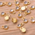 Goldener Strass Metall Anhänger DIY Schmuck Zubehör für Halskette Armband und Ohrring - 8-Gold (Klarer Strass)