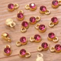 DIY goldfarbene Legierung rosa Strass Becher Anhänger für Halskette Armband Ohrring Schmuck DIY. - 9-Gold (Rosa Strass)