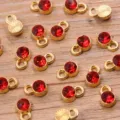 Goldene Strass Kristall Anhänger, Legierung Verbinder für DIY Halsband Armband. - 10-Gold (Roter Strass)