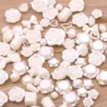 Mixed white resin pearl flatback charms for DIY crafts, bows and rose designs, bulk lot. - 30g Pack / White