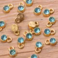 DIY Gold Legierung Kristall Strass Charm Anhänger für Halskette Armband DIY Schmuck - 11-Gold (Hellblauer Strass)