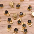 Goldfarbene Legierung Kristall Anhänger DIY Schmuck Halskette Armband Accessoires 6x9mm - 13-Gold (Schwarzer Strass)