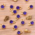Goldfarbiger Kristall-Legierungs-Anhänger, 6x9 mm DIY Schmuckzubehör für Halskette Armband. - 14-Gold (Dunkelblauer Strass)