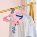 Pink velvet kids clothes hangers non slip space saving children coat hangers 30x20cm - Sakura Pink