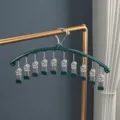 Multi-functional stainless steel sock drying rack with windproof clips for home use. - Horizontal Non-Slip Strong Clip / Teal