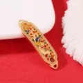 Goldener Emaillierter Ruyi Armband Verbinder Anhänger, traditionelles chinesisches Retro Schmuckstück. - Emaille Ruyi Anhänger (H-7557)