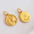Aquarius zodiac sign pendant gold charm diy jewelry accessory, matte finish metal piece. - Aquarius (H-11202) / Sand Gold